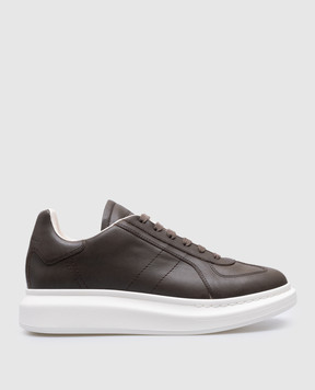 Alexander McQueen Коричневі шкіряні кросівки з логотипом 807882WHABB