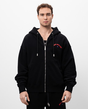 Off-White Чорна спортивна куртка з принтом емблеми Errow OMBE015S25FLE002