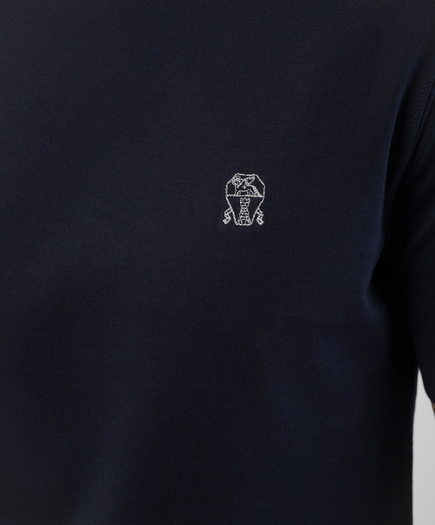 Brunello Cucinelli Синяя футболка с вышивкой логотип логотип логотип M0B137444G изображение 5