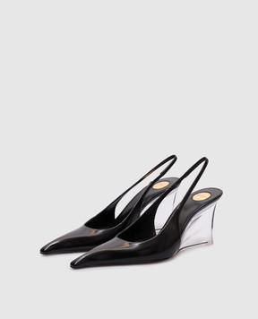 Saint Laurent Черные кожаные глянцевые слингбеки Мiller 831087AADAA