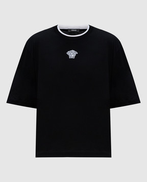 Versace Черная футболка с вышивкой эмблемы Medusa 10196631A14158