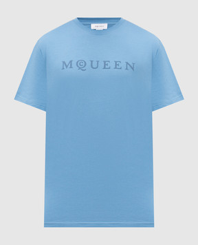 Alexander McQueen Блакитна футболка з логотипом 828420QTADD