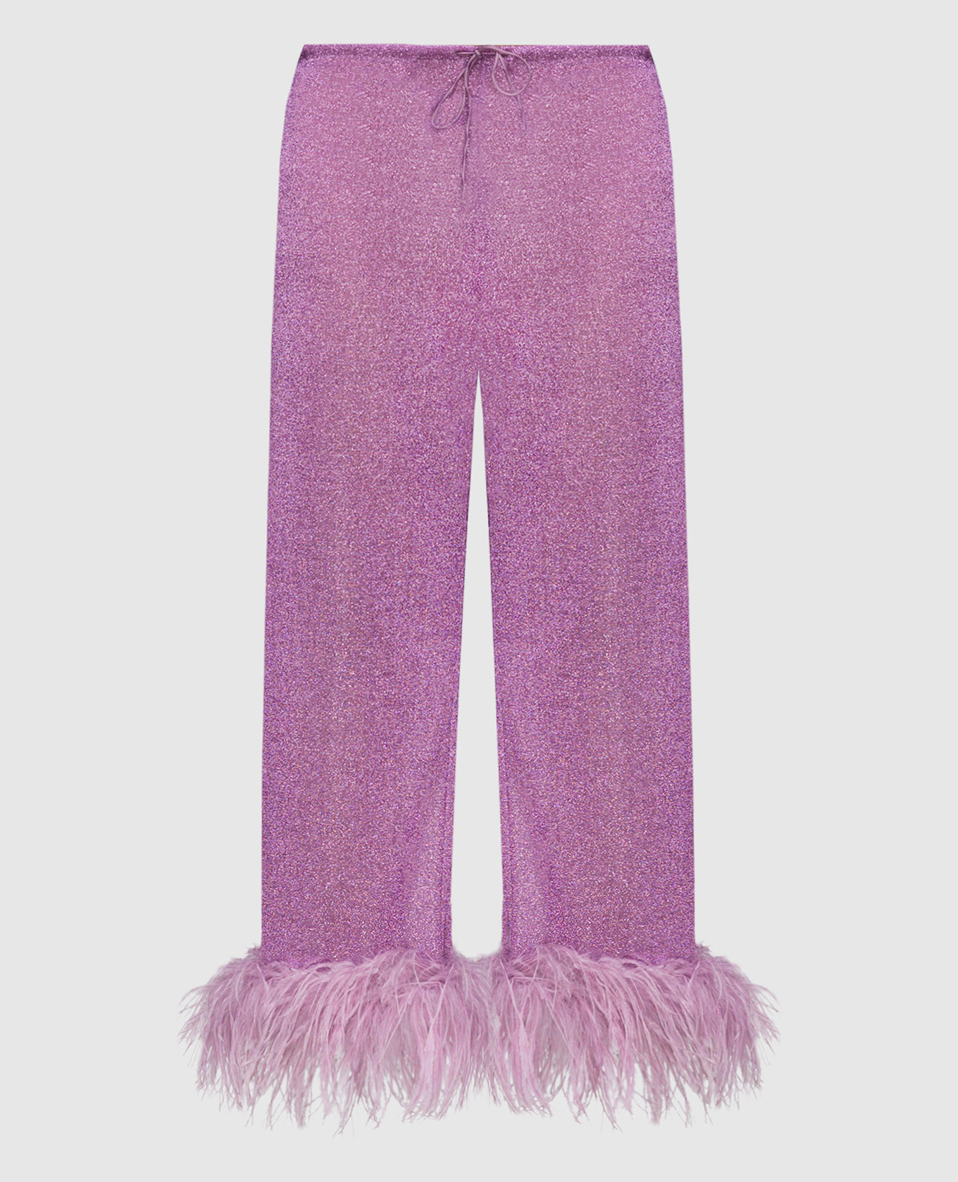 Фиолетовые брюки Lumiеre plumage со страусиными перьями