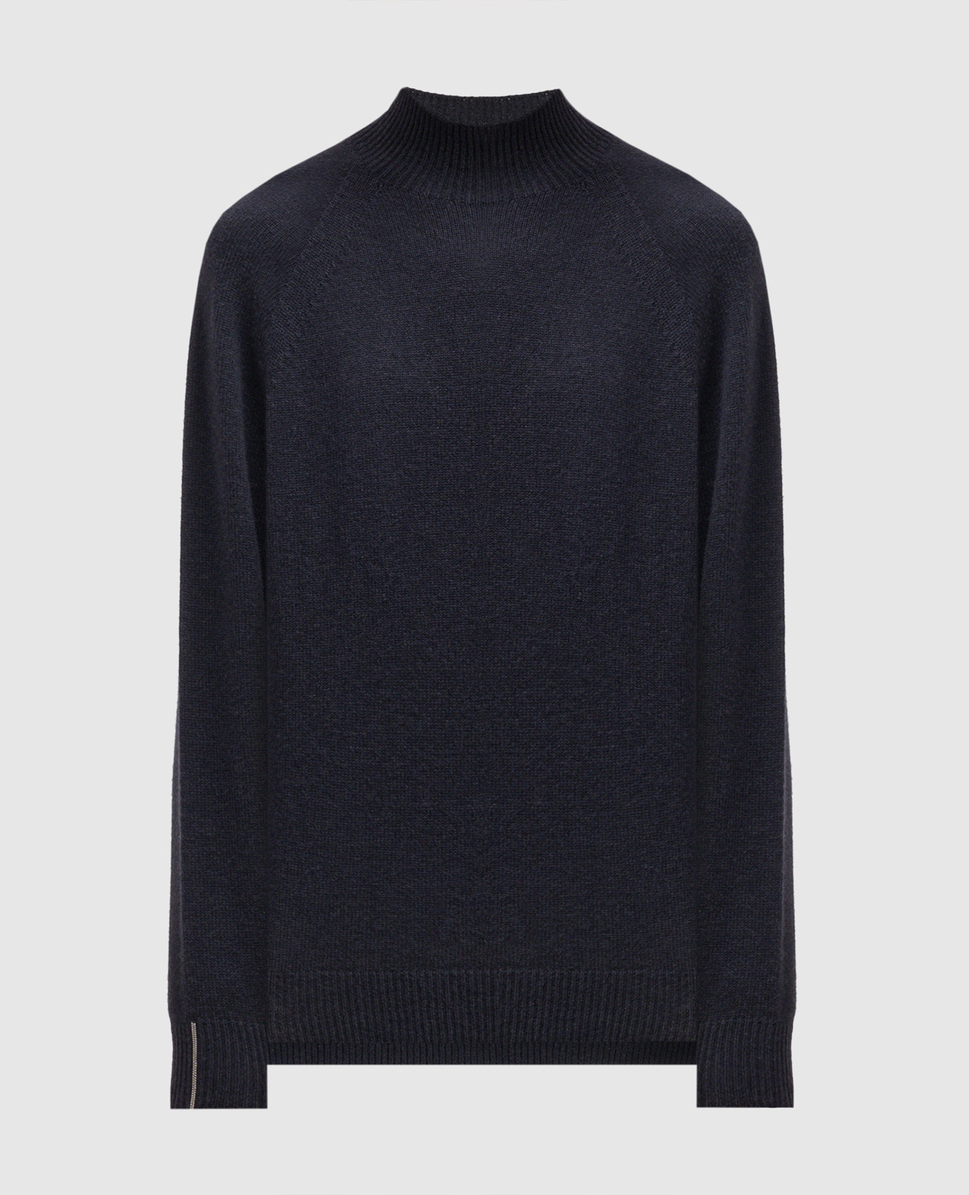 Blue wool, silk and cashmere sweater with monil chain