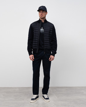 Moncler Синяя комбинированная куртка с логотипом K10919B00020V9100