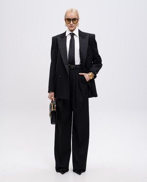 Saint Laurent Черный двубортный жакет из шерсти 828008Y7E63