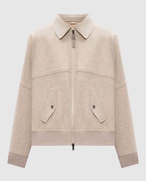 Brunello Cucinelli Бежевая куртка из шерсти и кашемира с цепочкой мониль MG5217749