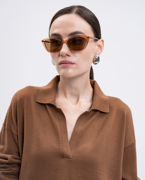 Saint Laurent Коричневі сонцезахисні окуляри з логотипом 822247Y9956