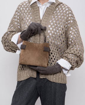 Brunello Cucinelli Коричнева замшева сумка Essence з логотипом MBDLD2499P