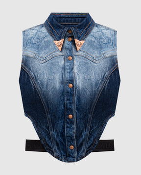 Versace Jeans Couture Синій джинсовий жилет з ефектом потертості з логотипом 76HAM257DW009M31