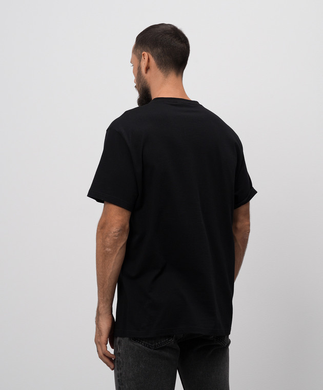 Alexander McQueen Черная футболка с брендовой вышивкой 808472QXAA8 изображение 4