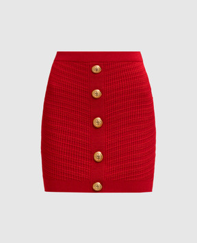 Balmain Красная юбка мини в узор EF0LB039KI42
