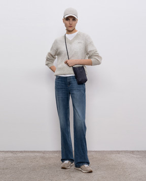Brunello Cucinelli Бежевий ажурний светр з мохером та вовною MPS732412P