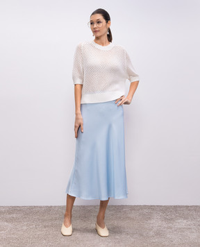Allude Белый ажурный топ из шерсти и кашемира 25217652