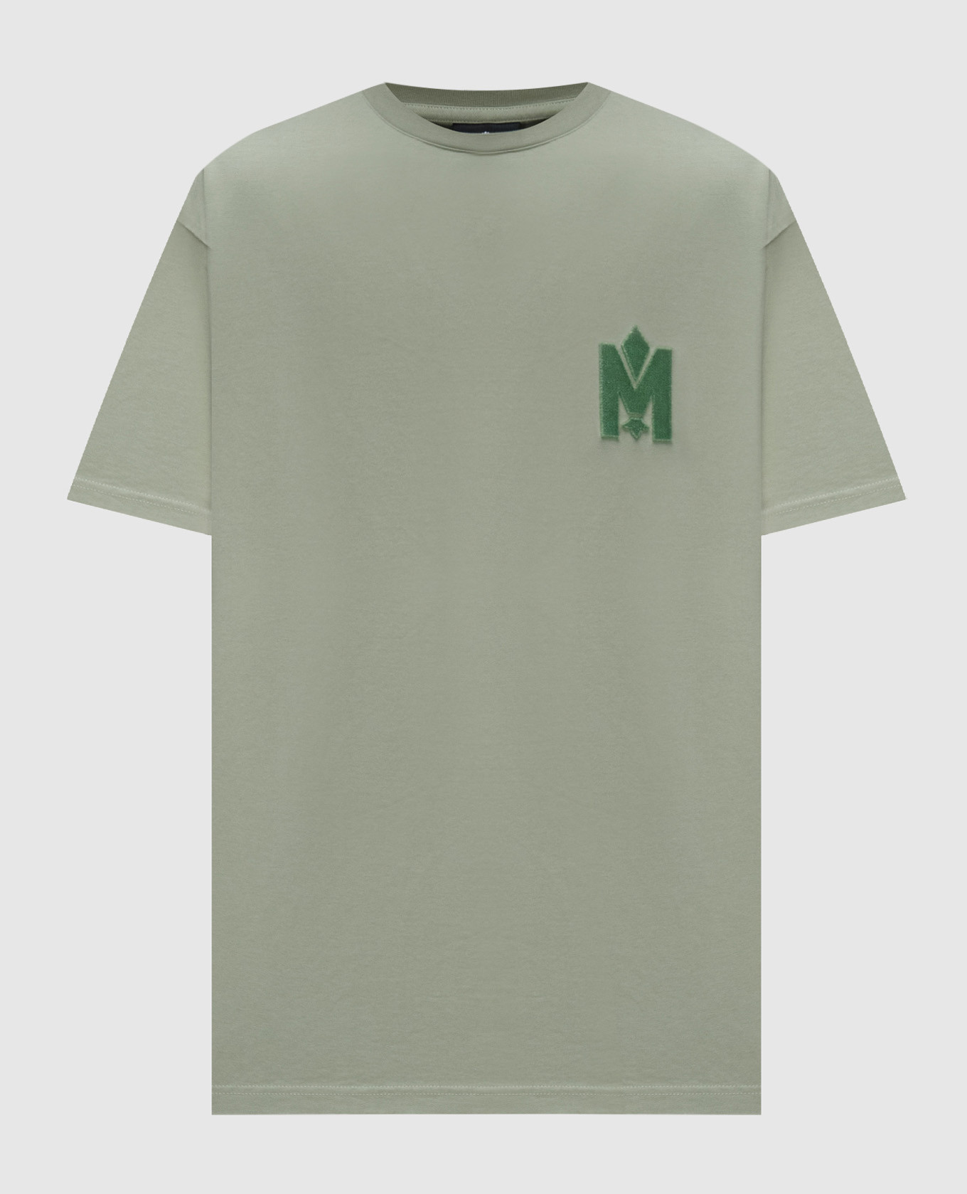 Зеленая футболка с логотипом фактурной эмблемой