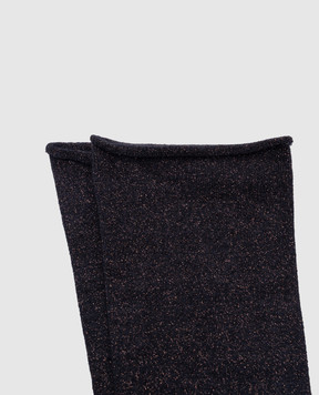 Brunello Cucinelli Сині шкарпетки з кашеміром та шовком з люрексом M41945019P
