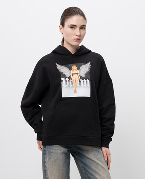 Palm Angels Черный худи Crystal pin up с принтом логотипа PMBB155S25FLE003w