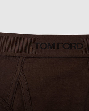 Tom Ford Коричневі труси-бріфи з логотипом T4LC12040