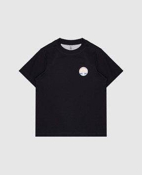 Brunello Cucinelli Дитяча синя футболка з принтом B0B13T165B