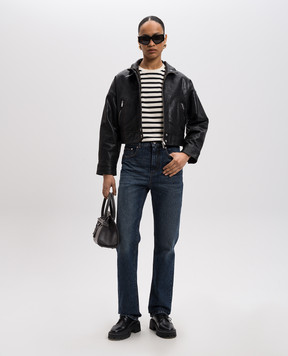 Max Mara Weekend Черная укороченная кожаная куртка ANGEL ANGEL