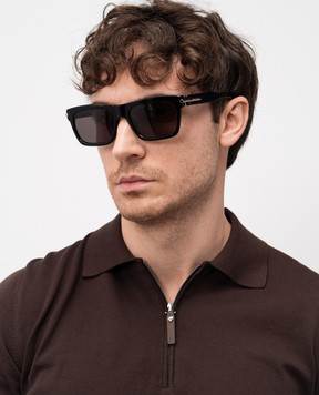 Alexander McQueen Чорні сонцезахисні окуляри City T-Bar з логотипом 821702J0749