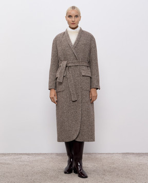 Brunello Cucinelli Коричневе пальто з вовни та шовку MG5319932