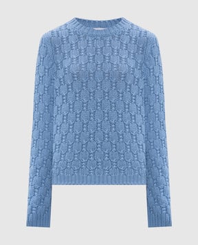 Moncler Синій светр з вовни у візерунок K20939C00016M7774