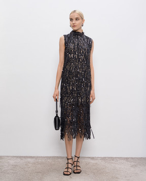Brunello Cucinelli Серое платье миди с пайетками M38R18A94