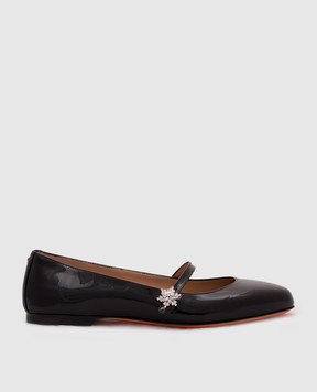 Santoni Черные кожаные лакированные балетки WAAH71346KI1NVHD