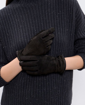 Sermoneta Gloves Черные кожаные перчатки 469