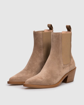 Gianvito Rossi Бежевые замшевые казаки Wylie G7290145CUO