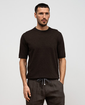 Cashmere&Whiskey Коричневая футболка с леном MU9322318455R