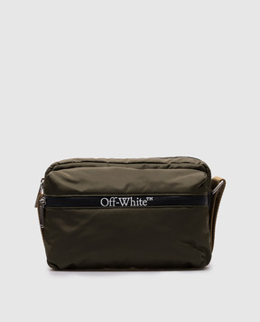 Off-White Сумка кольору хакі з принтом логотипа OMNQ081F24FAB002