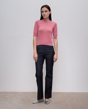 Max Mara Розовый топ PATRIK из шерсти и шелка с кристаллами. PATRIK