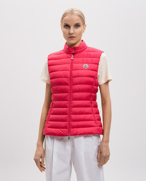Moncler Розовый стеганый пуховый жилет с нашивкой логотипа K10931A00067597YF