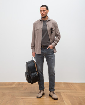 Brunello Cucinelli Коричневая рубашка с карманами ME8546666