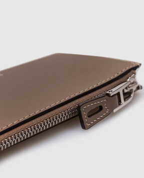 Max Mara Бежевый кожаный картхолдер с логотипом CARDHOLDER