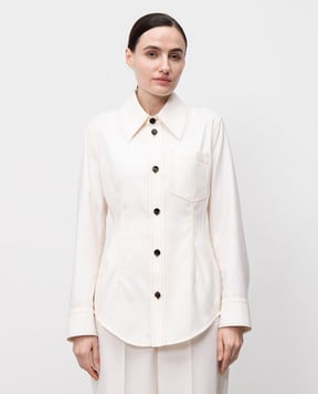 Bottega Veneta Бежевая блуза из шерсти 832884V0B30
