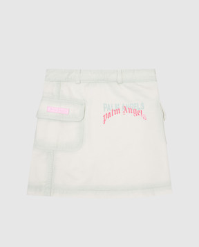 Palm Angels Дитяча зелена джинсова спідниця Sprey PGCU005S25FAB001412