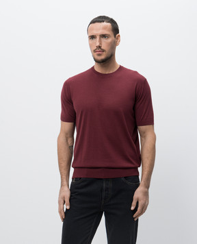 Stefano Ricci Бордовый джемпер из шерсти, кашемира и шелка. W505506G10W25150
