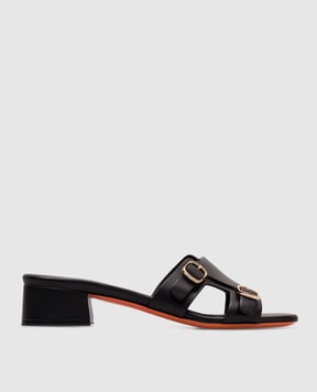 Santoni Черные кожаные мюли WHVC70987HA2TLGA