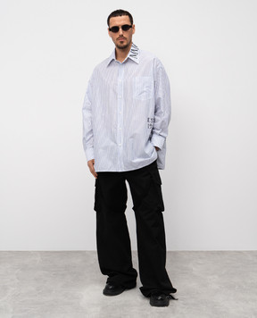 Maison Margiela MM6 Рубашка в полоску с принтом логотипа SH0DT0014M35251