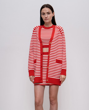 Max Mara Красный кардиган TENORE в полоску TENORE