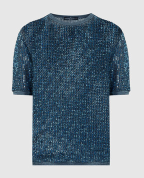 Ermanno Scervino Синя футболка з кристалами D442L332FQO