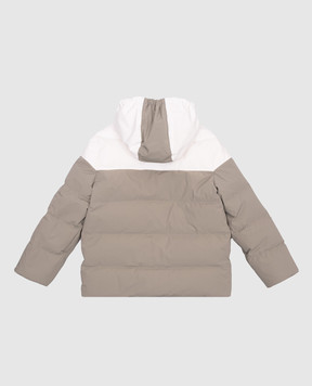 Brunello Cucinelli Дитячий зелений пуховик кольору хакі з логотипом BM491J330C
