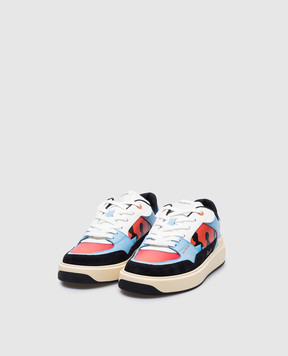 Balmain Голубые кожаные кроссовки B-Court Flip с принтом DM0VI349LPAE