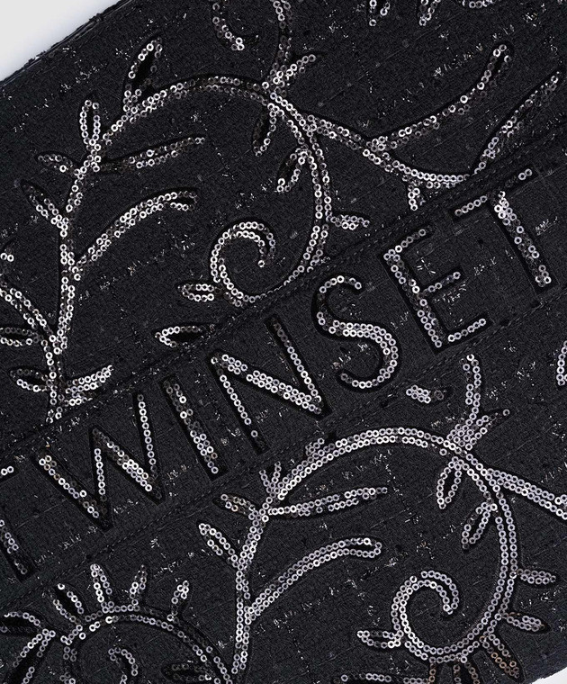 Twinset Чорна сумка-тоут з логотипом з аплікацією з паєтками 242TD8100 зображення 5