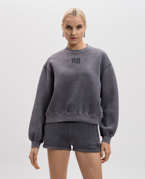 Alexander Wang Серый утепленный свитшот с принтом логотипа 4CC3241518