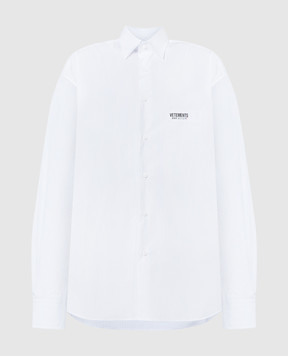 Vetements Белая рубашка в полоску с принтом логотипа UE64SH220W