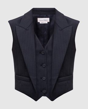 Alexander McQueen Черный жилет из шерсти в полоску 798502QJAEI